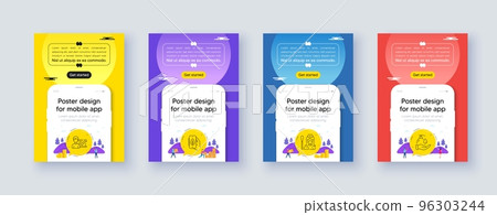 Simple set of Success business, Nurse and Ecology app line icons. Poster offer design with phone interface mockup. Include Wash hands icons. For web, application. Vector Simple set of Success business, Nurse and Ecology app line icons. Poster offer design with phone interface mockup. Include Wash hands icons. For web, application. Vector 96303244