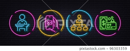 Management, Mail app and Election candidate minimal line icons. Neon laser 3d lights. Card icons. For web, application, printing. Agent, Smartphone email, Voting campaign. Bank payment. Vector Management, Mail app and Election candidate minimal line icons. Neon laser 3d lights. Card icons. For web, application, printing. Agent, Smartphone email, Voting campaign. Bank payment. Vector 96303359
