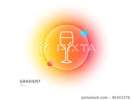 Wine glass line icon. Gradient blur button with glassmorphism. Bordeaux glass sign. Transparent glass design. Wine glass line icon. Vector 96303378