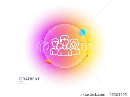 Group line icon. Gradient blur button with glassmorphism. Users or Teamwork sign. Male and Female Person silhouette symbol. Transparent glass design. Teamwork line icon. Vector Group line icon. Gradient blur button with glassmorphism. Users or Teamwork sign. Male and Female Person silhouette symbol. Transparent glass design. Teamwork line icon. Vector 96303395