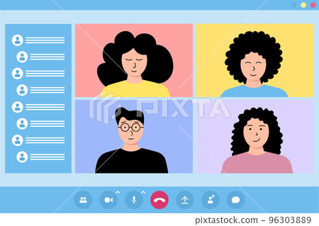 Group of people used video call application Group of people used video call application 96303889