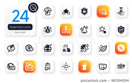 Set of Business flat icons. Cardboard box, Time hourglass and Mail newsletter elements for web application. Stars, Check investment, Restructuring icons. Ice cream, Discount. Vector Set of Business flat icons. Cardboard box, Time hourglass and Mail newsletter elements for web application. Stars, Check investment, Restructuring icons. Ice cream, Discount. Vector 96304094