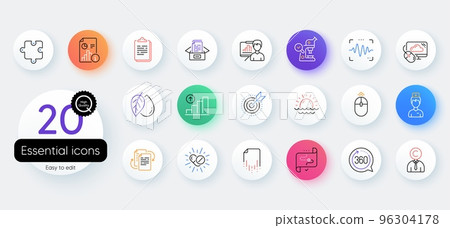 Simple set of Sunset, Target path and Puzzle line icons. Include Documents box, Mineral oil, Voice wave icons. 360 degrees, Copyrighter, Swipe up web elements. Bureaucracy, Clipboard, Report. Vector Simple set of Sunset, Target path and Puzzle line icons. Include Documents box, Mineral oil, Voice wave icons. 360 degrees, Copyrighter, Swipe up web elements. Bureaucracy, Clipboard, Report. Vector 96304178