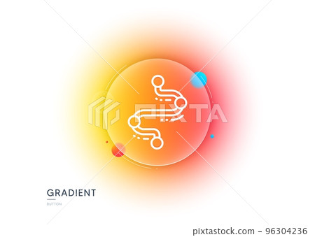 Timeline line icon. Gradient blur button with glassmorphism. Project process, journey path sign. Transparent glass design. Timeline line icon. Vector 96304236