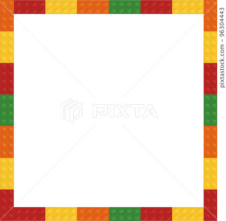 Template of plastic parts for text. The fashionable background is made of colored plastic bricks. Vector illustration 96304443