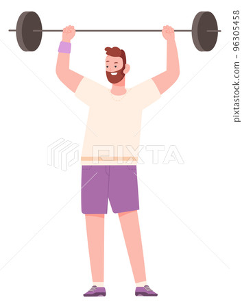 Man lifting barbell. Strength training. Gym workout Man lifting barbell. Strength training. Gym workout 96305458
