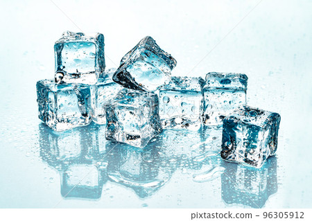 ice cubes on blue background 96305912