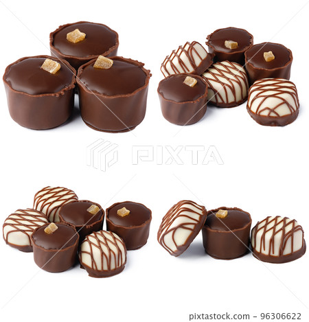 Chocolate candies collection collage isolated on white. 96306622