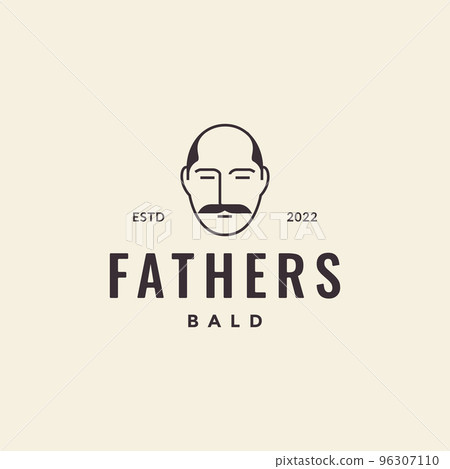 head father bald and mustache hipster logo design vector 96307110
