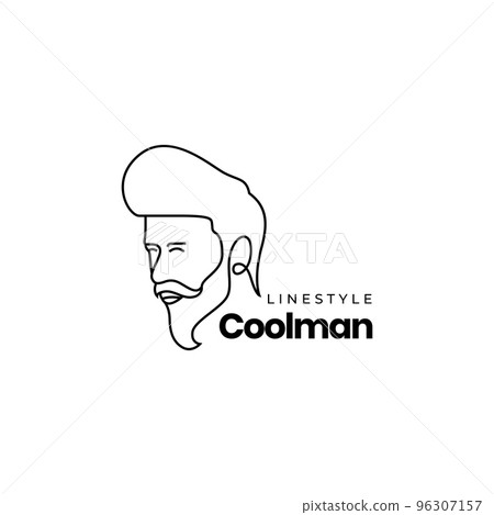 cool man face hairstyle minimal line logo design vector 96307157