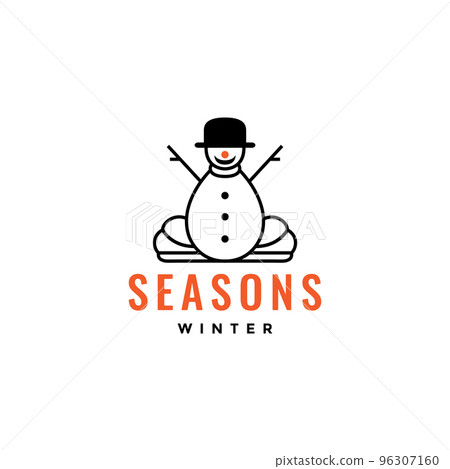 little snow man happy cute minimal cartoon mascot logo design vector 96307160