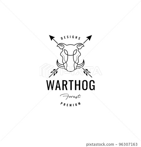 warthog hunter arrows minimal vintage logo design vector 96307163