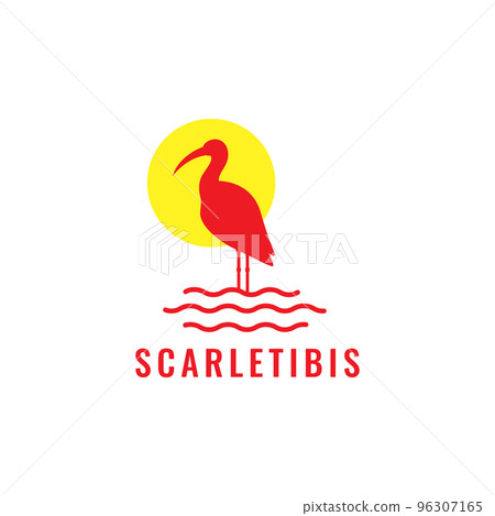 bird scralet ibis with sunset abstract mascot logo design vector bird scralet ibis with sunset abstract mascot logo design vector 96307165