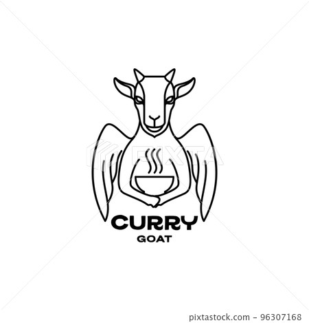 goat with wings angel food curry mascot logo design vector 96307168