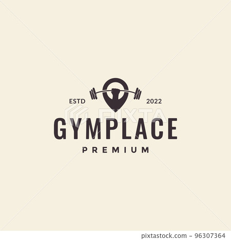 Fitness gps map pin pointer Gym logo design template, design for