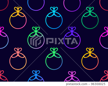 Christmas seamless pattern with gradient Christmas balls. Contour of a Christmas ball with a bow. Xmas design for greeting cards, posters and banners. Vector illustration Christmas seamless pattern with gradient Christmas balls. Contour of a Christmas ball with a bow. Xmas design for greeting cards, posters and banners. Vector illustration 96308025