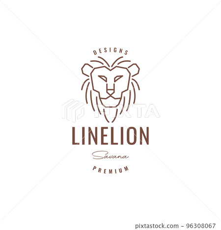 face lion line art hipster logo design 96308067