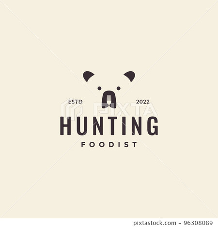 head bear with fork food logo design 96308089