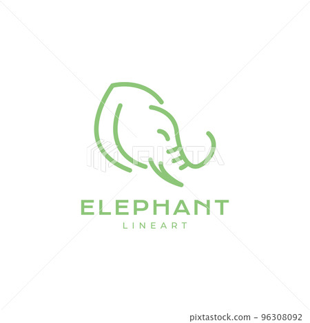 head big ear elephant line modern logo design 96308092