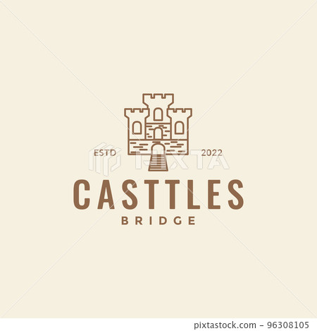 castle with bridge hipster logo design castle with bridge hipster logo design 96308105