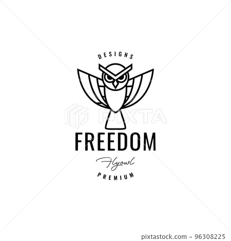 flying owl geometric lines logo design 96308225