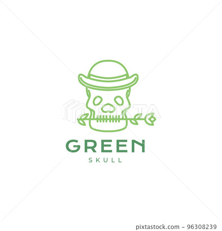 head skull with flower nature line logo design 96308239