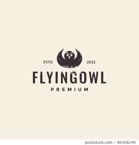 flying owl minimalist hipster logo design 96308240