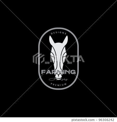 head horse cattle geometric badge vintage logo design 96308242