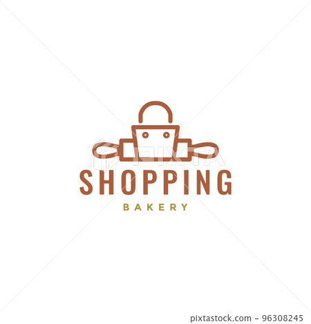 shopping bag with rolling pin cooking logo design 96308245