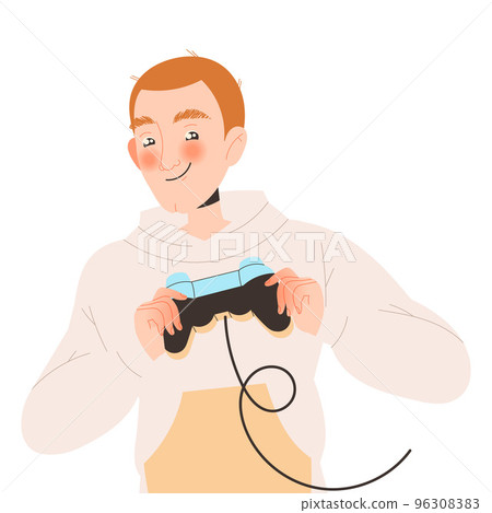 Young Man with Gamepad Playing Computer Game Enjoying Recreation Vector Illustration Young Man with Gamepad Playing Computer Game Enjoying Recreation Vector Illustration 96308383
