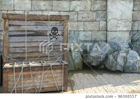 pirate boxes chests with looted goods and money 96308557