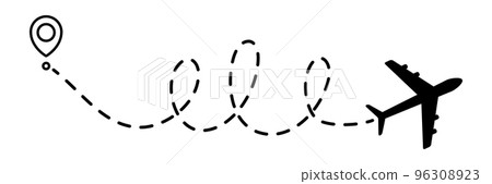 Airplane line dotted path. 96308923
