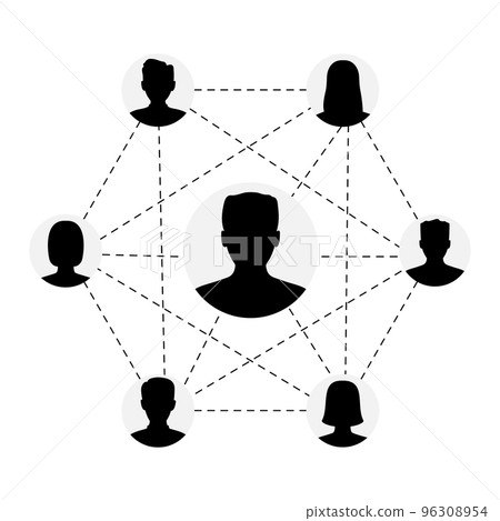 Social network scheme connecting people. Social network scheme connecting people. 96308954
