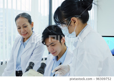 medical research laboratories, scientists analyze chemical samples Discuss technological innovations. Advanced scientific laboratories for medicine, biotechnology medical research laboratories, scientists analyze chemical samples Discuss technological innovations. Advanced scientific laboratories for medicine, biotechnology 96309752