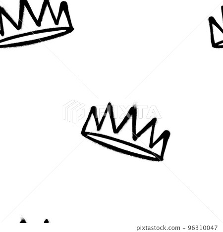 Seamless pattern of sprayed crown with overspray in black over white. Vector illustration template 96310047