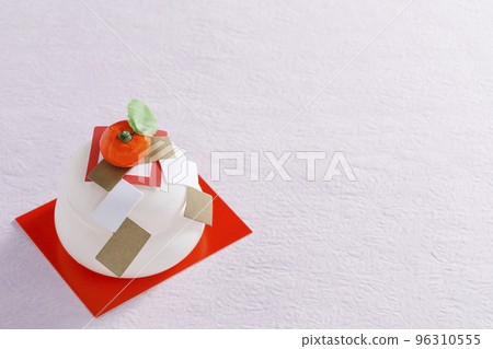 Kagami-mochi for New Year's decoration Japanese paper background Kagami-mochi for New Year's decoration Japanese paper background 96310555