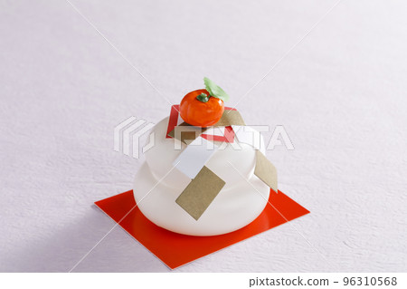 Kagami-mochi for New Year's decoration Japanese paper background Kagami-mochi for New Year's decoration Japanese paper background 96310568