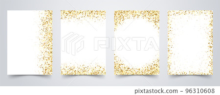 Banners with golden shiny confetti on white. Vector flyer design templates for wedding, invitation cards, business brochure design, certificates. 96310608