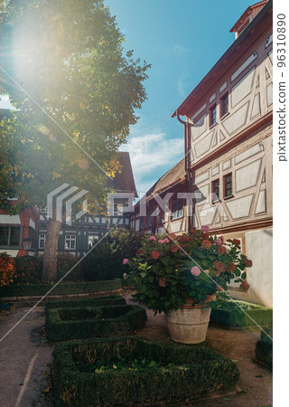 Beautiful Garden and Old National German Half-Timbered houses Town House in Bietigheim-Bissingen, Baden-Wuerttemberg, Germany, Europe. Old Town is full of colorful and well preserved buildings. Beautiful Garden and Old National German Half-Timbered houses Town House in Bietigheim-Bissingen, Baden-Wuerttemberg, Germany, Europe. Old Town is full of colorful and well preserved buildings. 96310890