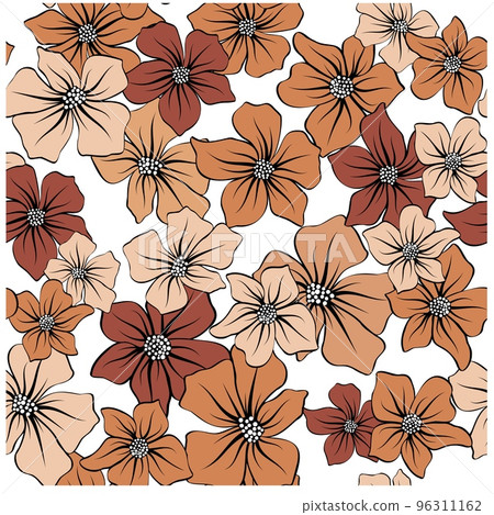 Beautiful paper art seamless pattern with flowers. Summer vector illustration. Spring floral vector Beautiful paper art seamless pattern with flowers. Summer vector illustration. Spring floral vector 96311162