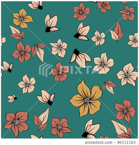 Beautiful paper art seamless pattern with flowers. Summer vector illustration. Spring floral vector Beautiful paper art seamless pattern with flowers. Summer vector illustration. Spring floral vector 96311163