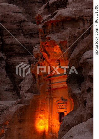 Little Petra, Jordan temple at the entrance, night Little Petra, Jordan temple at the entrance, night 96311300