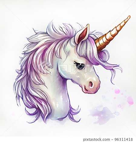 Beautiful unicorn portrait. Illustration for little kindergarten, preschool children, baby. 96311418