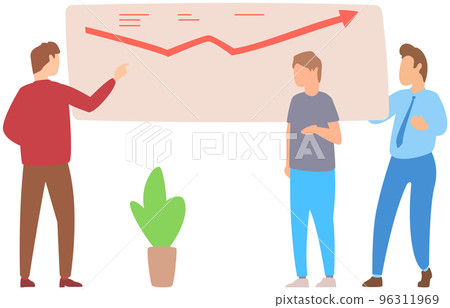 Manager makes a presentation of a statistical report. Analysis and planning business concept 96311969