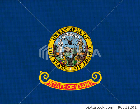 Flag of American state Idaho. Symbol of Idaho. Fabric Texture Flag of American state Idaho. Symbol of Idaho. Fabric Texture 96312201