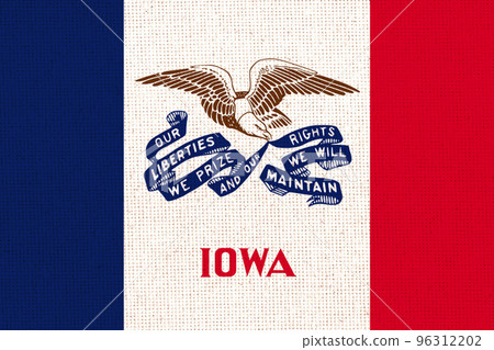 Flag of American state Iowa. Symbol of Iowa. Fabric Texture Flag of American state Iowa. Symbol of Iowa. Fabric Texture 96312202
