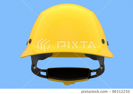 Yellow safety helmet or hard cap isolated on blue background Yellow safety helmet or hard cap isolated on blue background 96312250