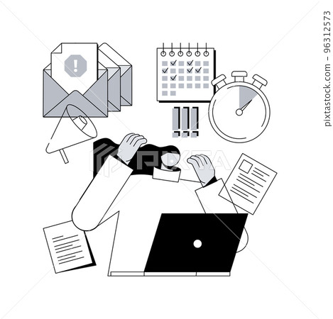 Deadline abstract concept vector illustration. Project management, work time limit, task due dates, deadline reminder, study assignments accomplishment, tax payment planning abstract metaphor. 96312573