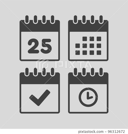 Icon calendar number 25, agenda app, timer, done 96312672