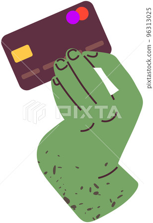 Human hand holding credit or debit card. Bank payment object for making transactions with money 96313025